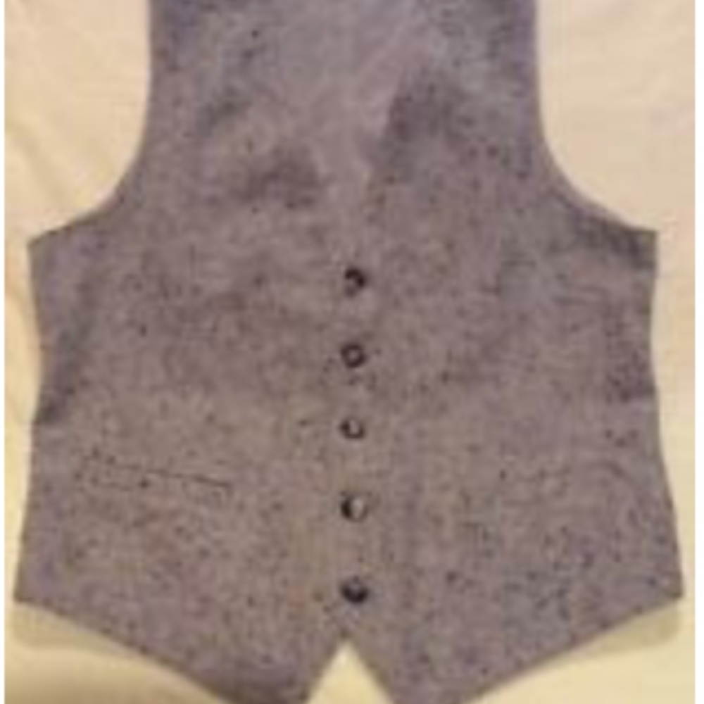 Vintage Salt & Pepper Herringbone Wool Tweed Vest